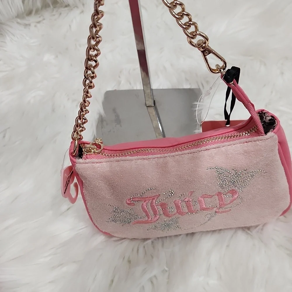 💕🔹️Juicy Couture🔹️ Wing It Mini Wristlet Pink Diamond Shoulder Bag